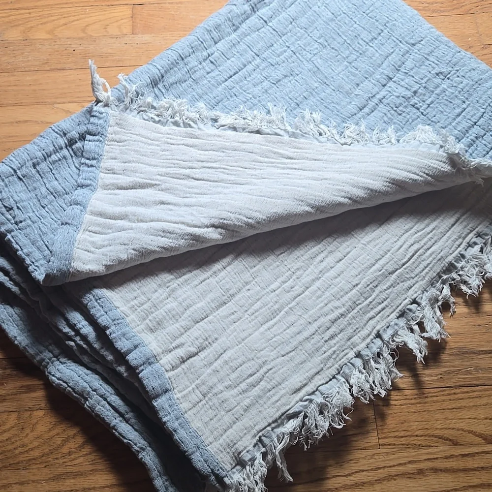 Piscatextil 100% Cotton Made In Portugal blue white gauzy airy 48x72